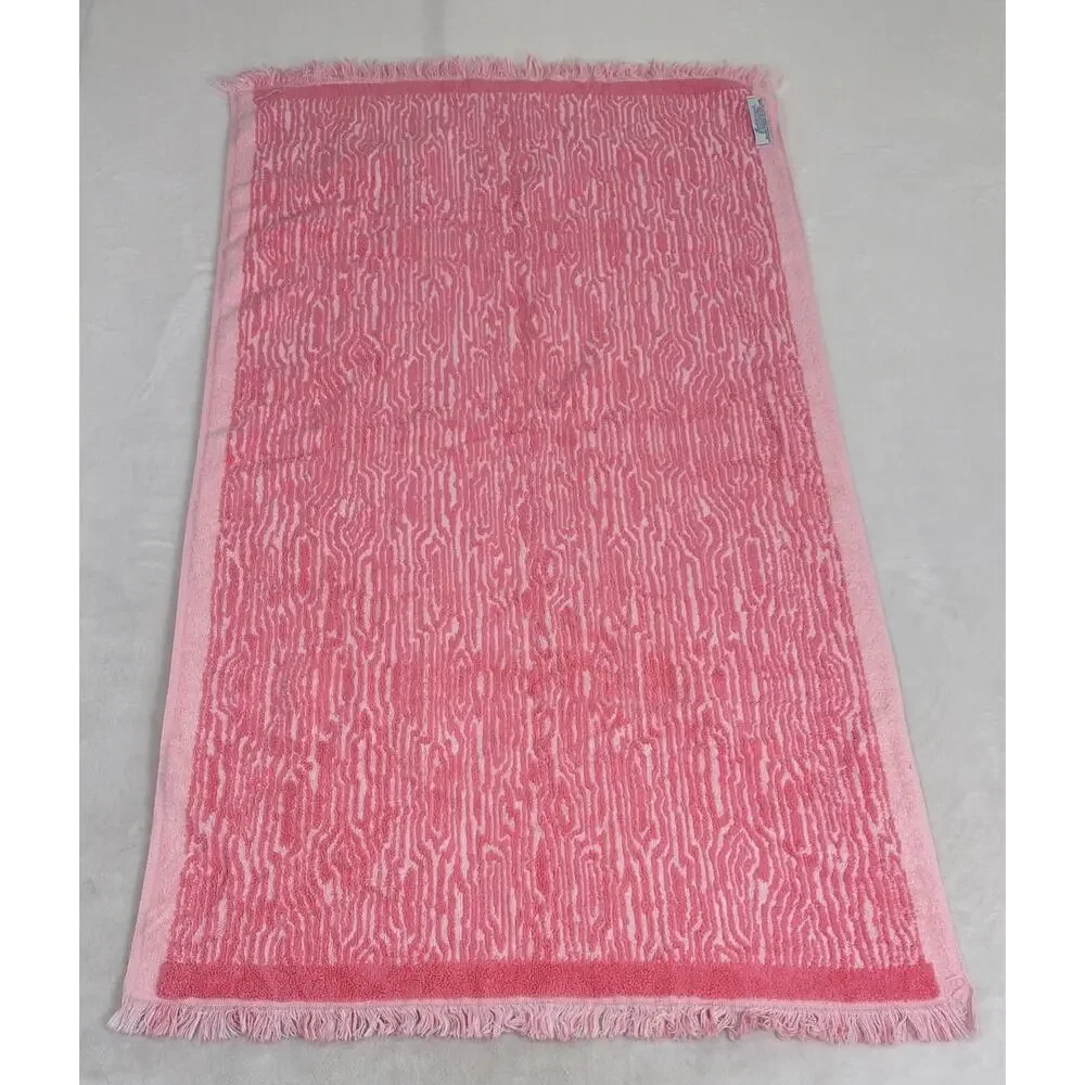 2 Vintage Fieldcrest Pink Towels, 1 Washcloth Zebra Tiger Wood Grain Pattern